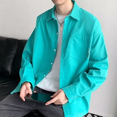日系男长袖工装翻领春秋季纯色衬衫男韩版潮流港味高级感CS308，男装衬衫，星座1116A-1（原606A）