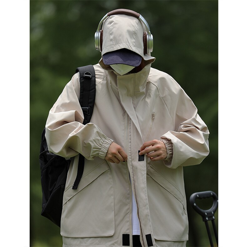 新款防水黑色冲锋衣户外工装夹克爬山登山服外套JK602-P75,男装夹克,电商B327