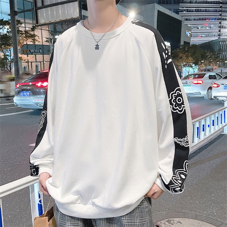 2025春季新款潮牌撞色拼接重磅圆领卫衣A068-MLWY22-TP35，男装卫衣，电商A068