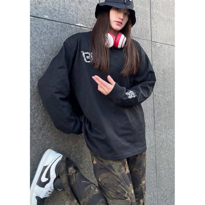 CP1206-P40刺绣重磅长袖T恤男女潮牌春秋季内搭卫衣美式打底上衣,男装T恤,电商B323A