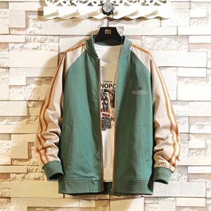 秋季新款休闲棒球服男士街头潮牌拼色印花飞行员夹克外套013图片