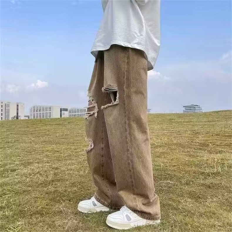美式高街牛仔裤男破洞做旧帅气个性2023夏季ins宽松长裤RK794-P42,男装牛仔裤,星座412-3