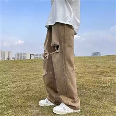 美式高街牛仔裤男破洞做旧帅气个性2023夏季ins宽松长裤RK794-P42，男装牛仔裤，星座412-3