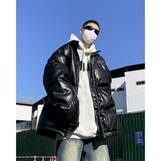 F66-P87美拉德风PU皮衣棉服外套男冬季美式潮牌简约立领棉衣，男装皮衣，星座512-6