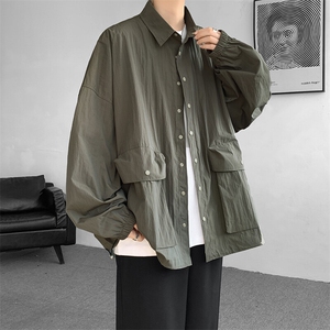 8XL-M春夏廓形衬衫防晒外套特大码多口袋复古慵懒衬衣JK5203/P50图片