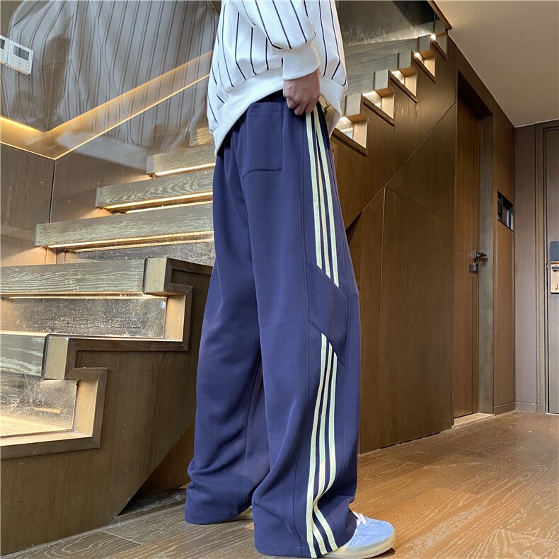 抖音品质冬季加绒潮流条纹宽松休闲卫裤B315-K24269JR-特p45控88,男装休闲裤,电商B315