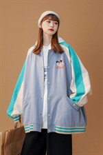 ！秋装新品港风蜡笔小新印花情侣宽松棒球夹克G453P65控88--，男装夹克，A247A