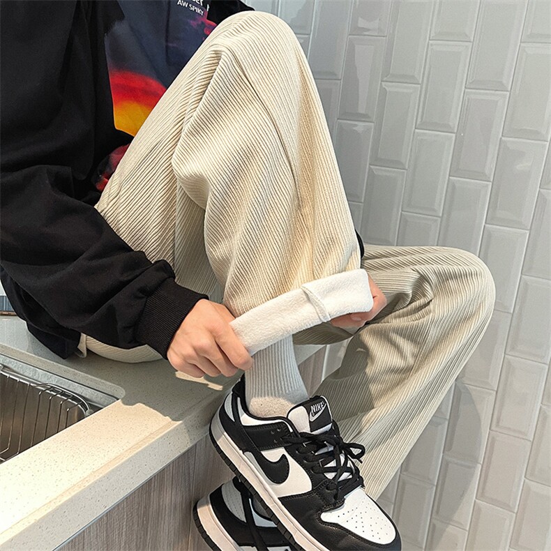 加绒加厚雪尼尔灯芯绒情侣款直筒裤子B221-LK21198-P55常规P50,男装休闲裤,电商B221