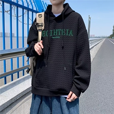 华夫格卫衣男秋季高级设计感小众白色连帽衫XQ11P38，男装卫衣，星座1116-2