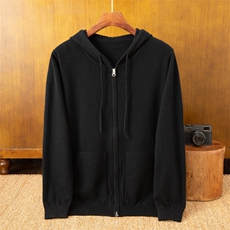 2025年秋季时尚百搭休闲连帽开衫，男装羊绒开衫，米亚康羊绒