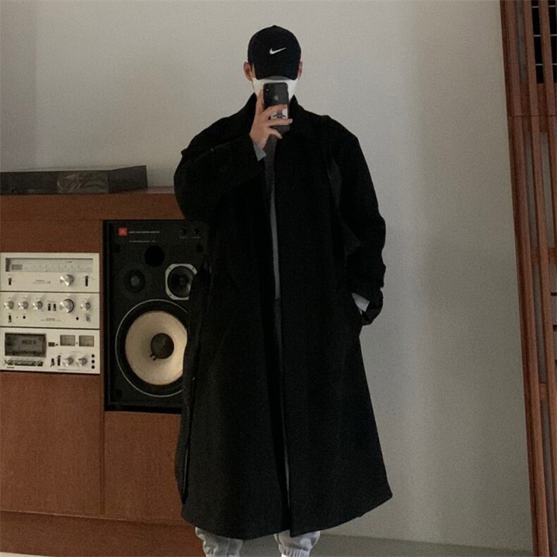 816B-DY1009-P120韩呢子大衣男过膝休闲超长外套，男装毛呢大衣，星座816B