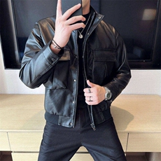新款男士皮衣皮夹克双立体口袋309B-3-6803-P80，男装夹克，星座1409-3