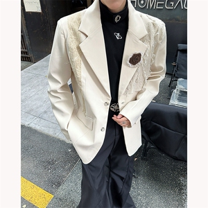 现货！25秋冬男立体手工玫瑰设计感蕾丝西服外套XZ73-P148图片