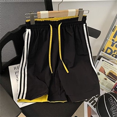 风唐装短袖衬衫盘扣三条杠条纹拼色运动短裤套装TZ81P62，男装休闲套装，星座1013-1