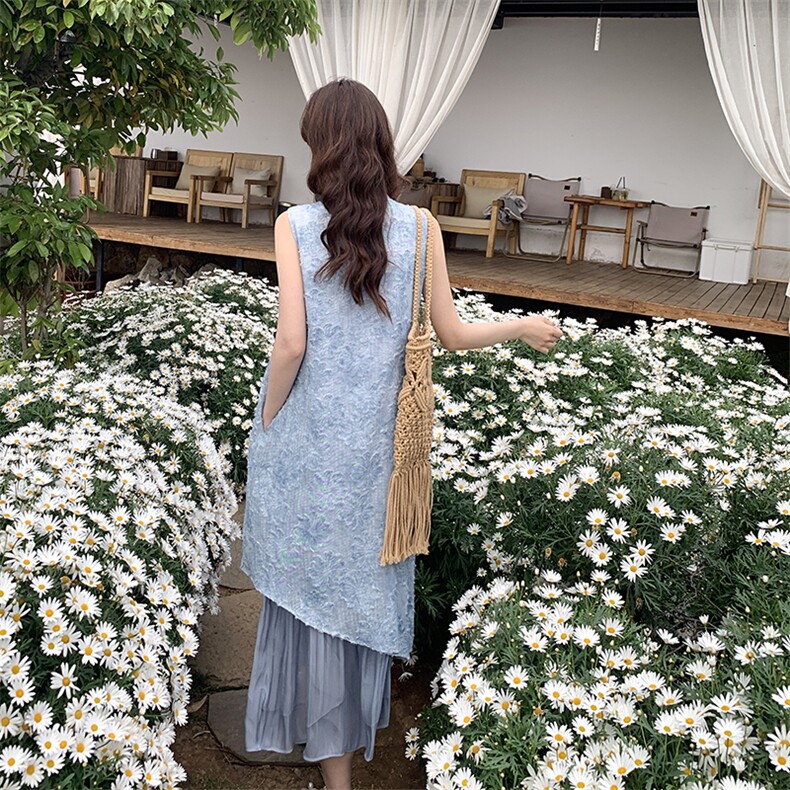 夏日绝美海边度假连衣裙女2025新款独特漂亮超好看提花无袖背心裙,女装连衣裙,浙宝276（原081）