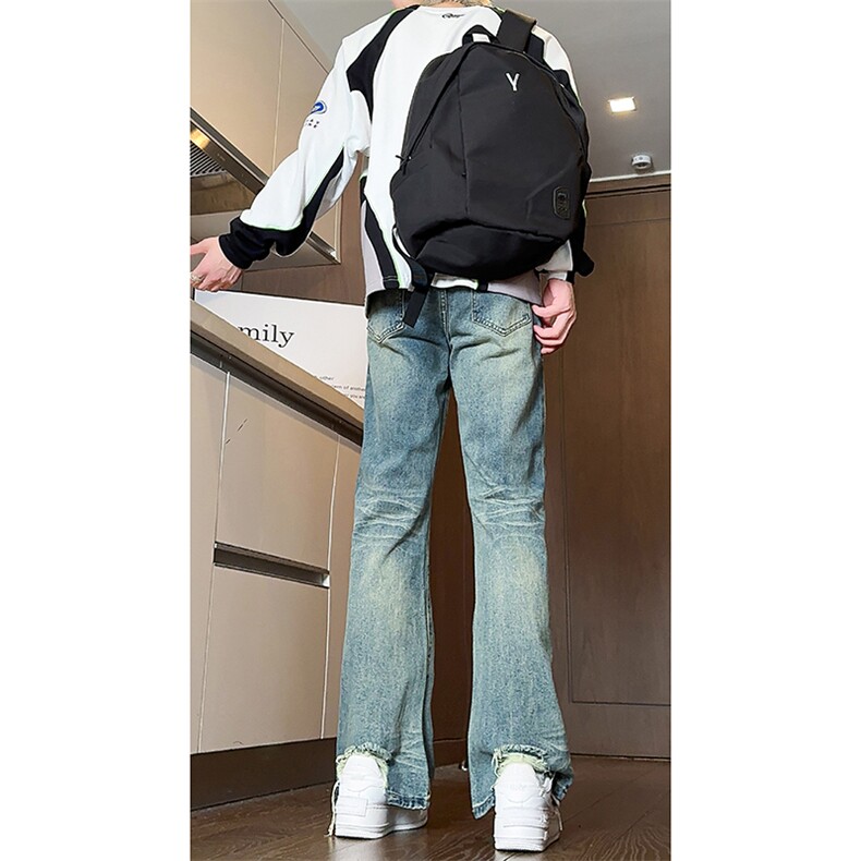 美式高街vibe重工艺做旧水洗hiphop喇叭牛仔裤货号K2402P60,男装牛仔裤,电商A063
