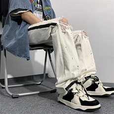 美式高街夏季破洞涂鸦黑白牛仔裤货号K739P65，男装牛仔裤，电商A063