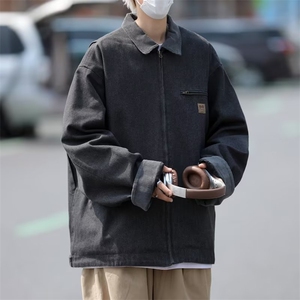 日系工装火龙果色外套男春秋2024新款复古宽松初秋高级感夹克图片
