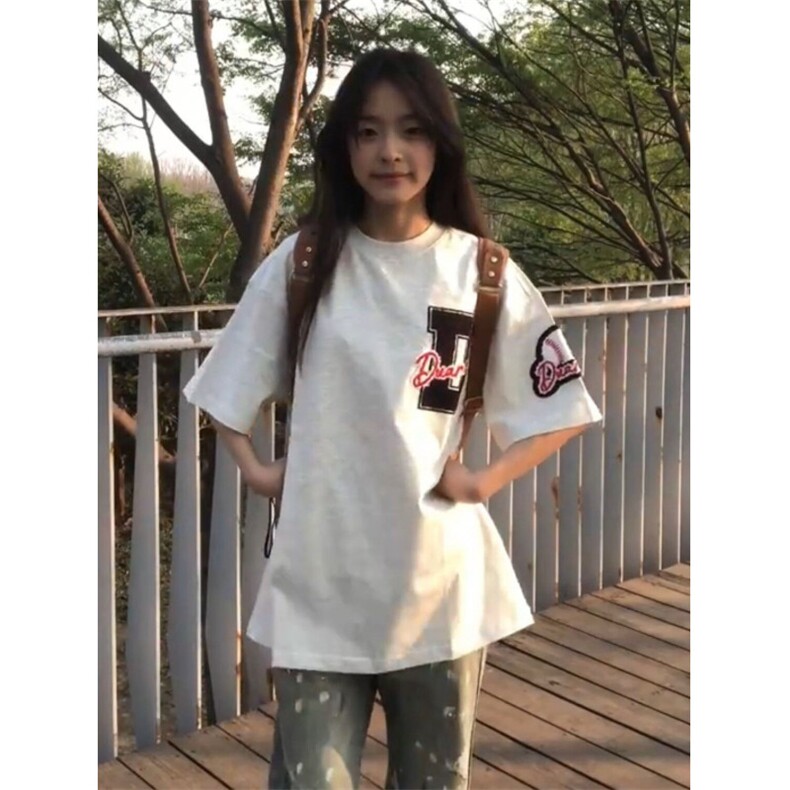 H0745-P35毛巾绣休闲宽松简约上衣T恤图片