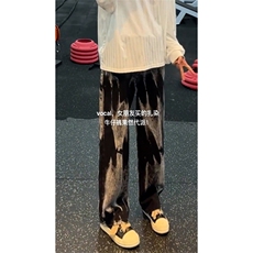 【网图】B221美式ins高街直筒个性扎染牛仔裤LK24392-特P45控78，男装牛仔裤，电商B221