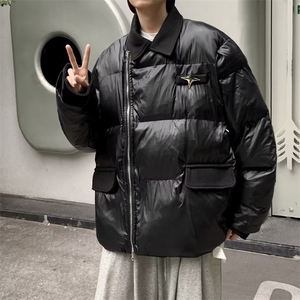 冬季2023羽绒棉服男美式拼接假两件棉衣高级感宽松面包服外套图片