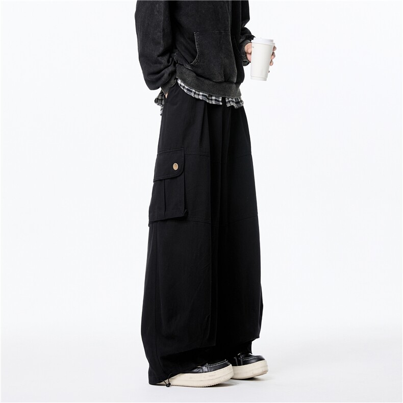 春季新款潮流工装大口袋宽松阔腿拖地休闲裤B313-K917-特p50控88，男装休闲裤，电商B313