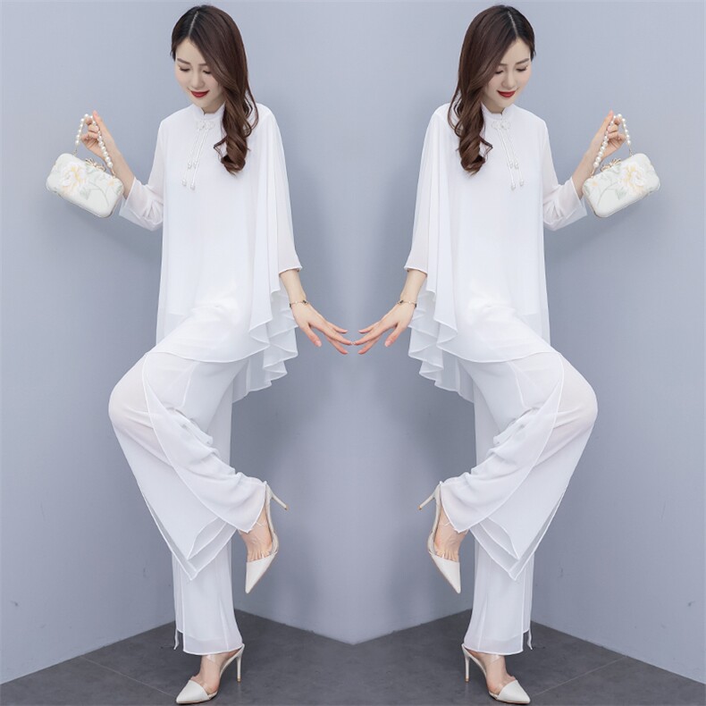 禅意女装白色改良文艺复古汉服夏唐装中国风禅修套装茶服女连衣裙,商品下架区,秀美人生