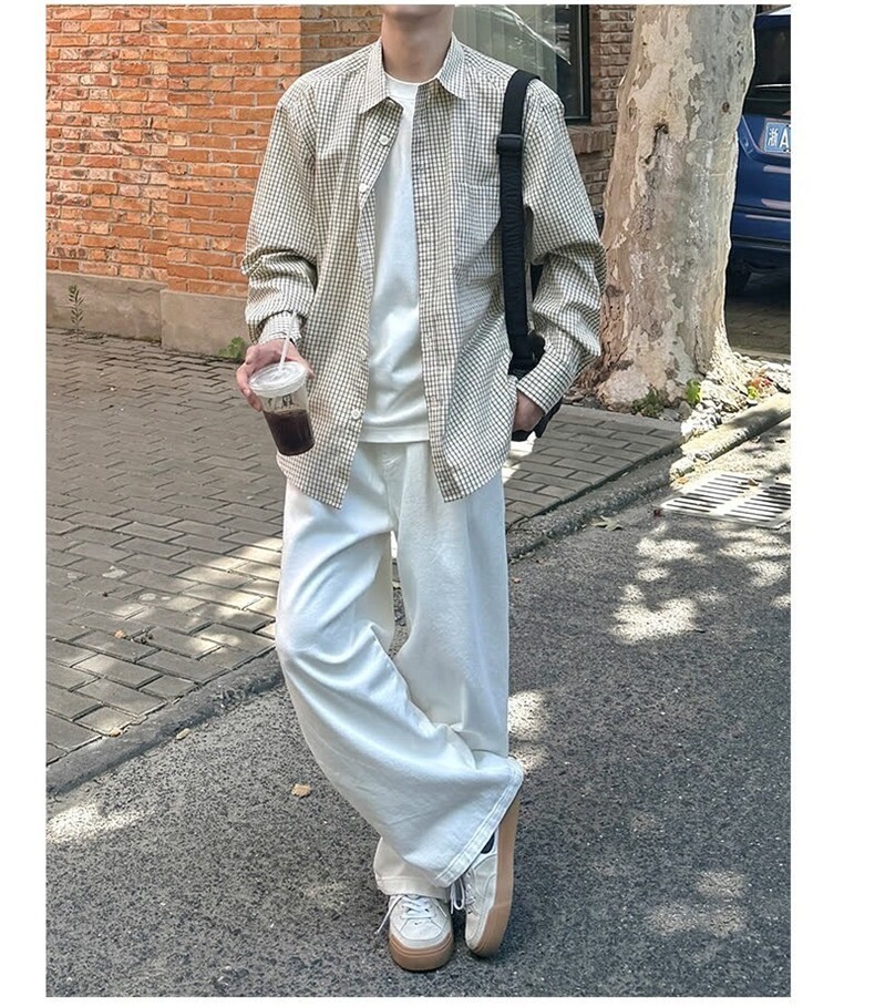GS6180P40美式格子衬衫男长袖休闲衣服潮流百搭日系韩版长袖衬衣,男装衬衫,星座1108-5