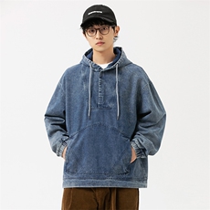 2026春季新款男装日系潮牌宽松连帽牛仔外套休闲夹克JK580-F135，男装工装外套，电商A101（原外27）