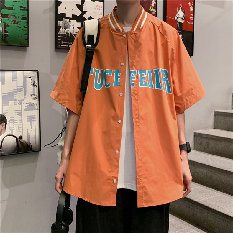新款短袖衬衫男ins港风嘻哈潮牌情侣装上衣夏季新款衬衣W937-P30,男装衬衫,星座512-2