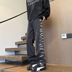 欧美hiphop直筒牛仔裤美式复古阔腿裤垂坠感xz310a-4-nz15，男装牛仔裤，星座310A-4