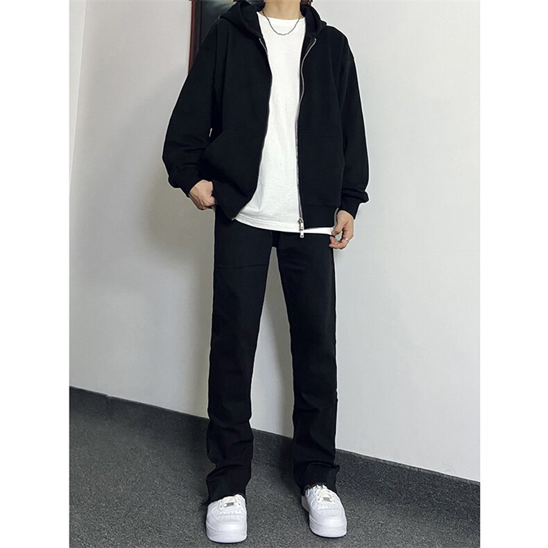 B221美式ins高街小众修身微喇毛边弹力牛仔裤LK23041-P60控78,男装牛仔裤,电商B221