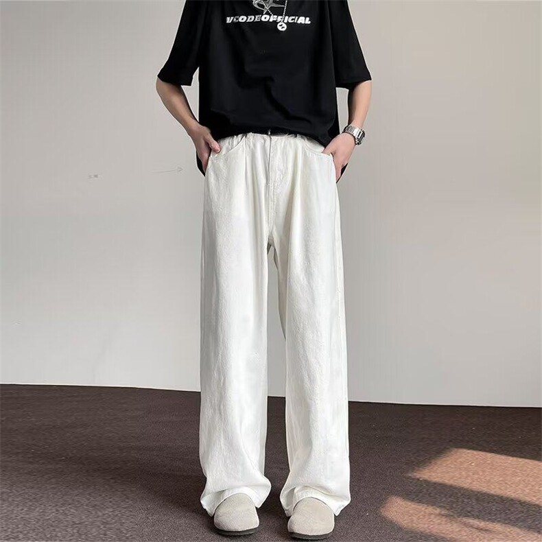 wassuphappy白色牛仔裤男士春秋夏季2025新款青少年休闲运动裤子,男装牛仔裤,星座1008