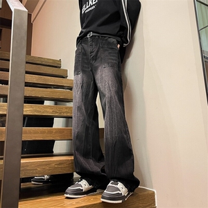 8XL-M高街做旧闪电纹牛仔裤大码潮牌美式复古扎染裤子NZ9006/P65图片