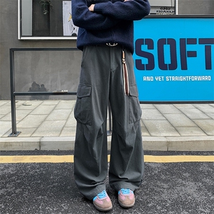 秋季高街复古纯棉多口袋直筒宽松休闲工装裤男K5984-特P60控108图片