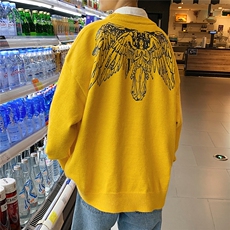 1港风圆领中性情侣潮流大码M-5XL印花加厚毛衣男7671P48加绒P55，男装针织衫/毛衣，星座226-2