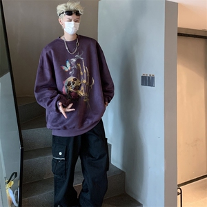 秋装复古美式水洗做旧重磅麂皮绒卫衣301B-JB1503-p45图片