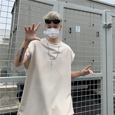 配挂件鹿皮绒背心T恤男士韩版潮流高街帅2024夏季体恤ST445-P33，男装背心/马甲，星座412-2