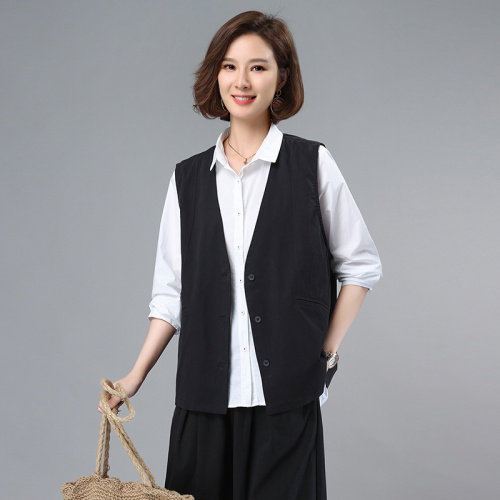 自语春秋装新款工装风宽松休闲百搭简约文艺马甲外套女装上衣,女装衬衫,小林双子