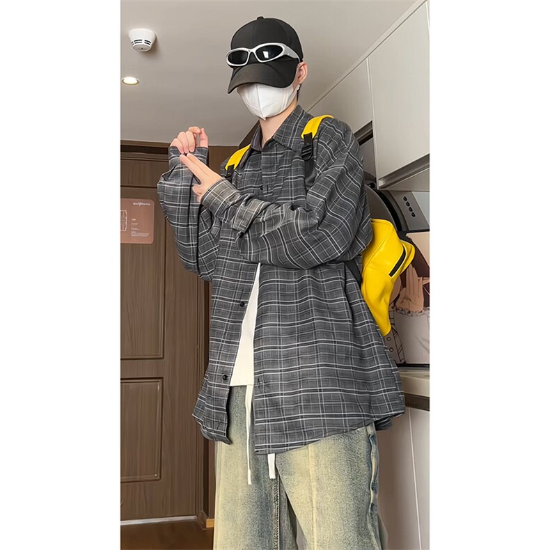 格子衬衫男宽松衬衣KD628-P30,男装衬衫,电商D312-1