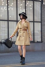 中长款收腰风衣，女装风衣，YO\VLF雅洛菲