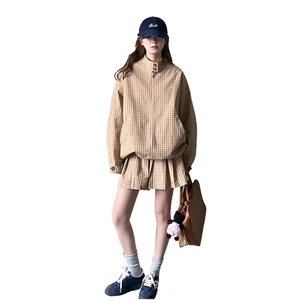 :春装新款韩版潮流夹克上衣百褶裙两件套2C135-N6822P175K238图片