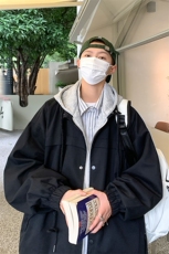 JK6002/P80秋装假两件男士抽绳夹克风衣男潮流宽松大码上衣男装，男装夹克，电商A141