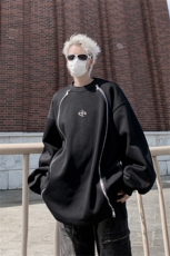 405A美式高街小众个性金属设计拉链圆领卫衣WY802-P68控88，男装卫衣，星座405A