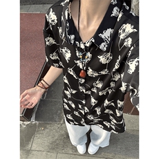 WE1532-P38美式冰丝凉感短袖衬衫男玫瑰花衬衣，男装T恤，电商B323A