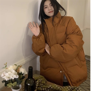 橘子树在哪儿插肩袖立领棉服厚外套女冬季宽松纯色百搭棉衣面包服图片