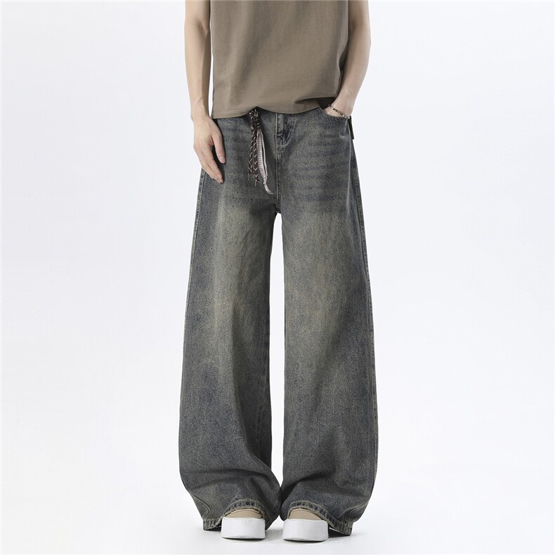 xz905-Z084#P65美式高街宽松阔腿牛仔裤，男装牛仔裤，星座905