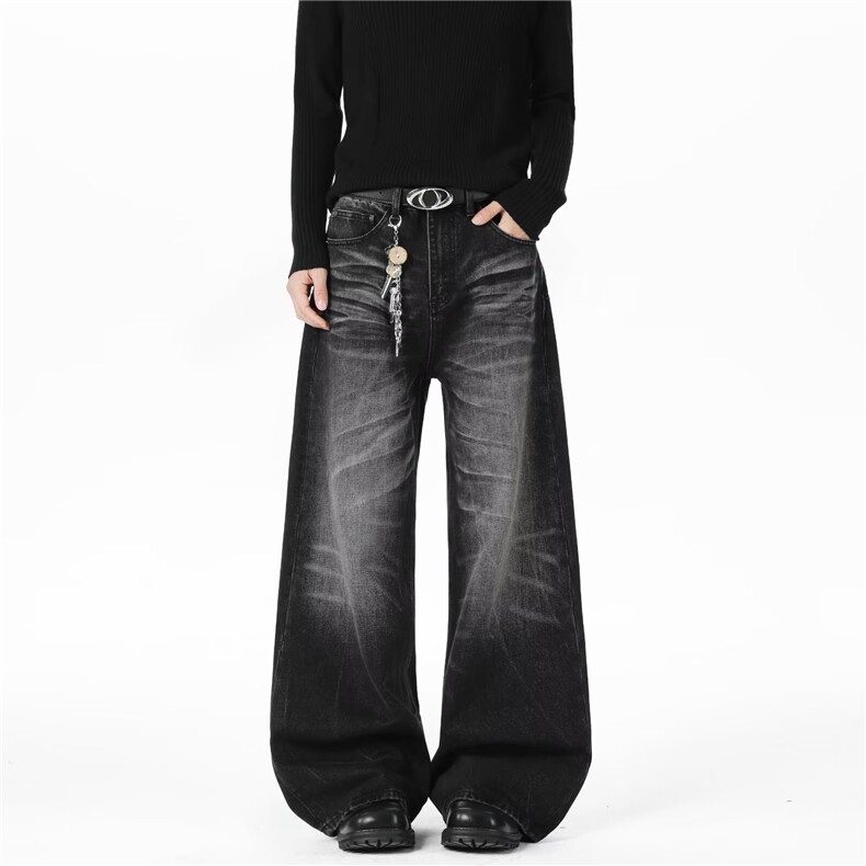 XZ-221-5/K2321/P50复古猫须纹水洗弯刀直筒美式微喇牛仔裤，男装牛仔裤，星座221-5