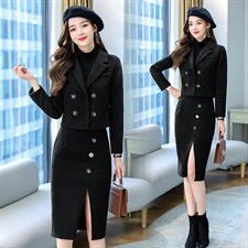 主推冬装新款个性时尚潮流百搭贴身时尚休闲保暖毛呢减龄套装套裙，女装套装/套裙，韩美纤衣