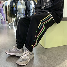 港风宽松彩条织带运动裤男休闲裤九分裤潮A125-DK919-P45，女装休闲裤，电商A125